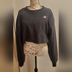 Champion Women's Black Cropped Sweatshirt